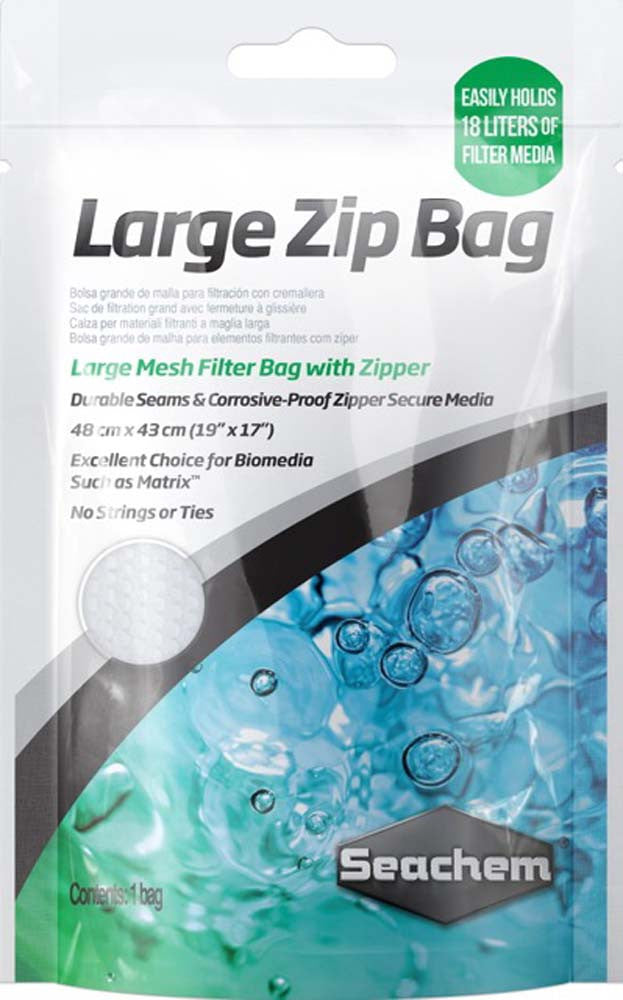 Seachem Mesh Filter Bag with Zipper LG mesh White 19in X 17in