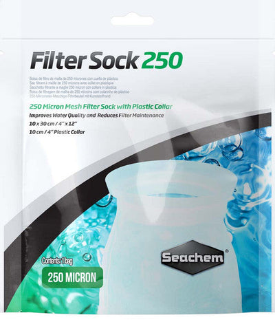 Seachem Mesh Filter Sock with Plastic Collar White 4in X 12in SM - Aquarium