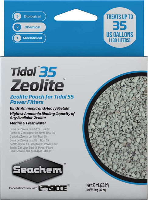 Seachem Tidal Zeolite Ammonia and Heavy Metals Binding Media 120 ml - Aquarium