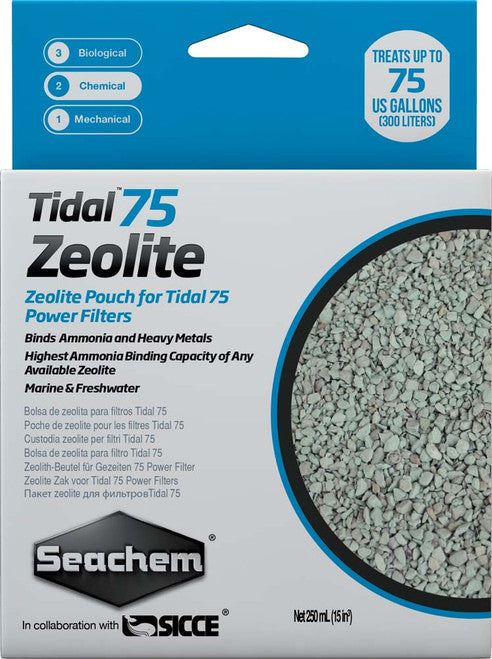 Seachem Tidal Zeolite Ammonia and Heavy Metals Binding Media 250 ml - Aquarium