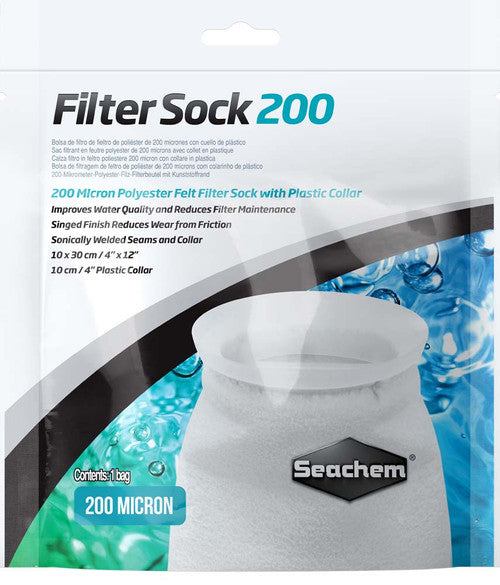 Seachem Welded Filter Sock with Plastic Collar White 4in X 12in SM - Aquarium