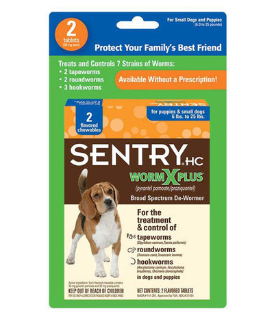 SENTRY Worm X Plus 7 Way De-Wormer for Small Dogs 2 Count