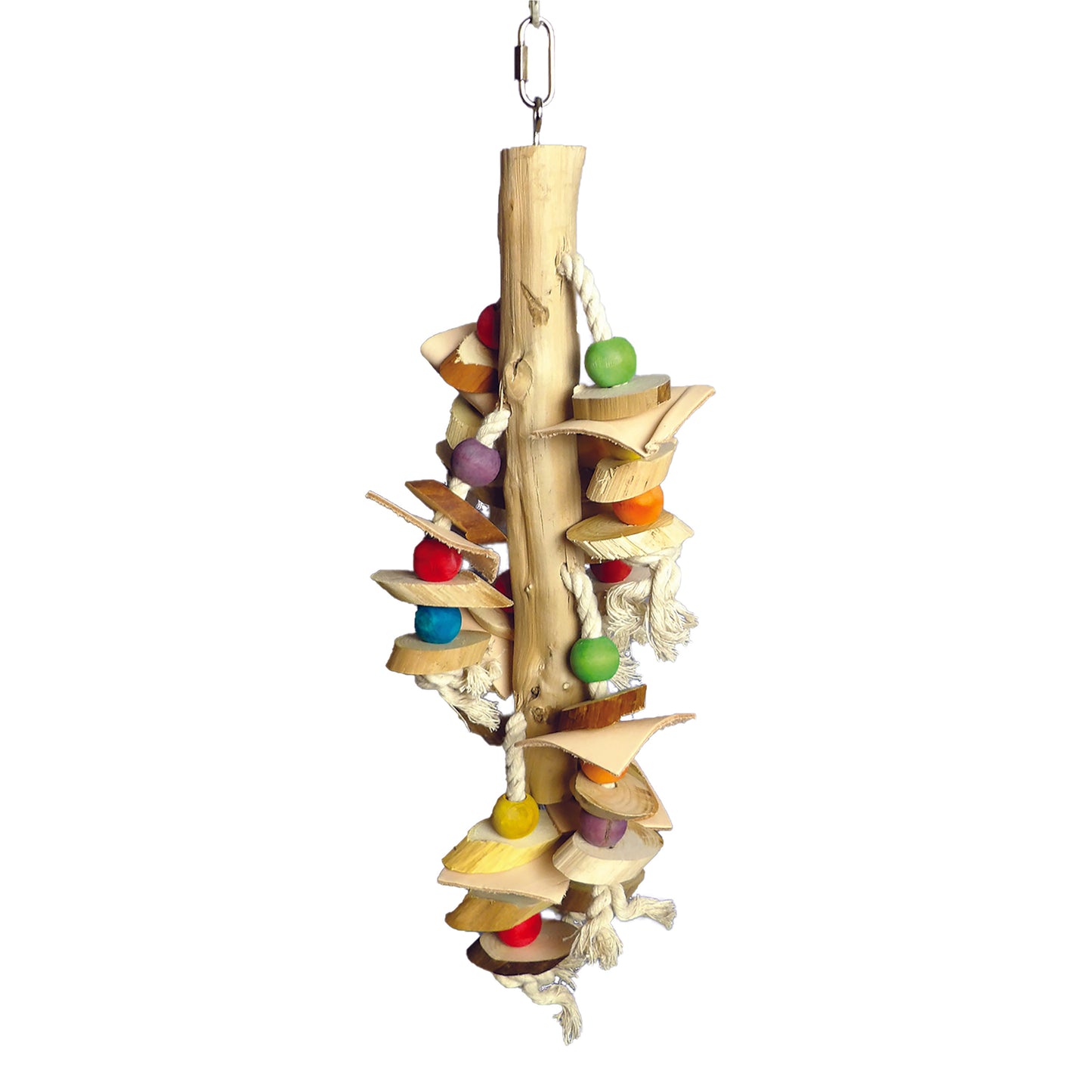 A & E Cages Happy Beaks Real Wood with Hanging Wood Cylinders Bird Toy 7In X 7In X 17 in 644472990225