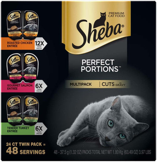 Sheba PERFECT PORTIONS Chicken Turkey and Salmon Multipack Cat Wet Food 2.6 oz 24 pk