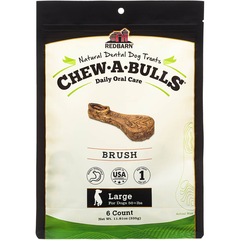 Redbarn Pet Products Chew-A-Bulls Dental Dog Treat Brush 6 pk, Large 785184011416