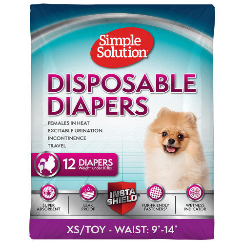 Simple Solution Disposable Diapers White XS 12pk - Dog