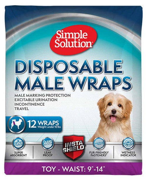 Simple Solution Disposable Male Wraps White XS 12pk - Dog