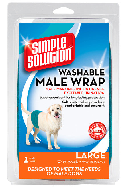 Simple Solution Washable Male Wrap Blue LG - Dog