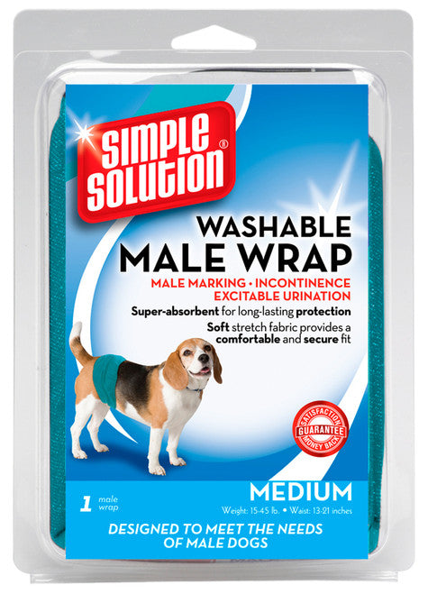 Simple Solution Washable Male Wrap Blue MD - Dog