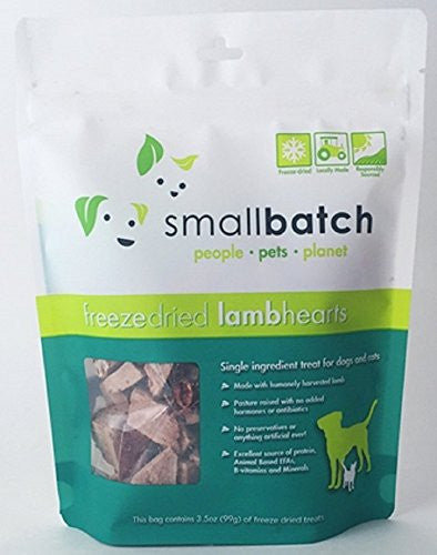 Small Batch Dog Cat Freeze Dried Lamb Hearts 3.5oz {L+x} 019962377839