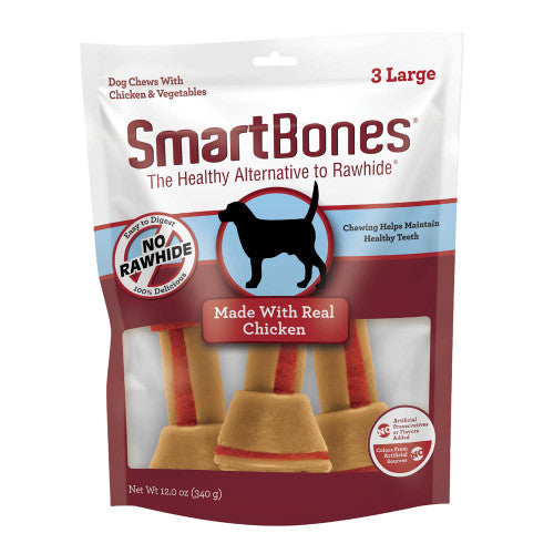 SmartBones Artificial - Free Classic Bone Chew Dog Treat Chicken 12 oz 3 ct LG