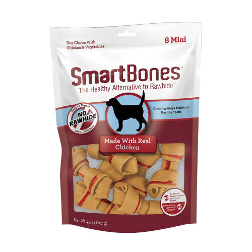 SmartBones Artificial - Free Classic Bone Chew Dog Treat Chicken 4.5 oz 8 ct Mini