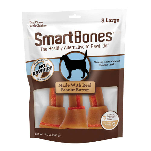 SmartBones Artificial - Free Classic Bone Chew Dog Treat Peanut Butter 12 oz 3 ct LG