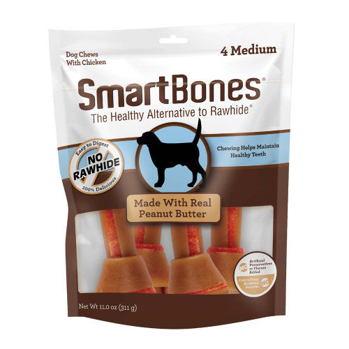 SmartBones Artificial - Free Classic Bone Chew Dog Treat Peanut Butter 11 oz 4 ct MD