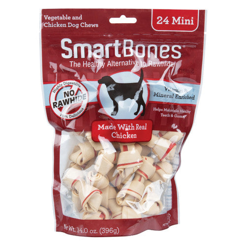 SmartBones Bone Chew Dog Treat Chicken Mini 24pk