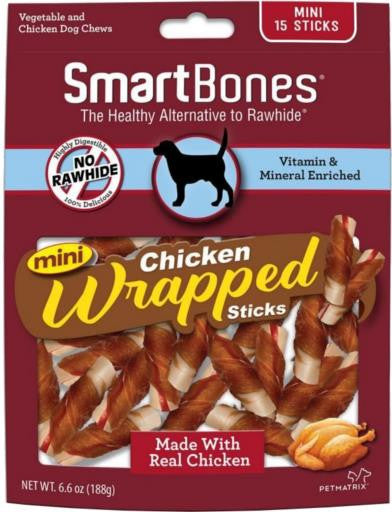 SmartBones Chicken Wrap Mini Sticks 15 Pk {L + 1} 923149 - Dog