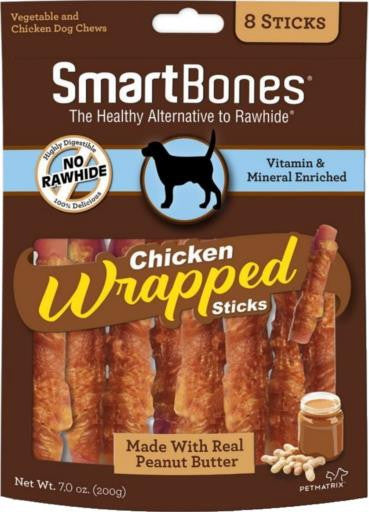 SmartBones Chicken Wrap Sticks Peanut Butter 8 Pk {L+1RR} 923148  810833029570