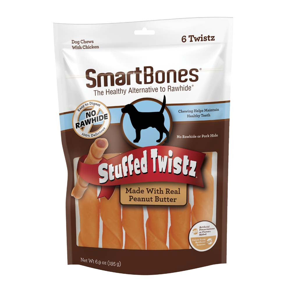 SmartBones Peanut Butter Stuffed Twistz Dog Chews 6.9 oz 6 ct