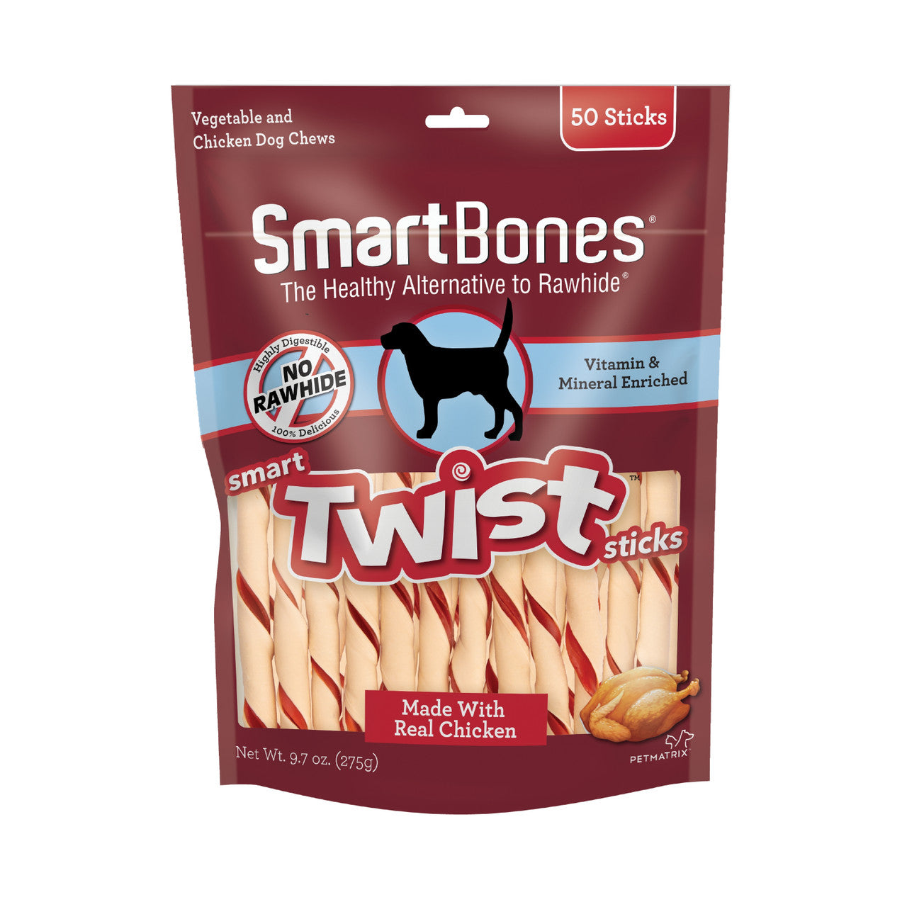 SmartBones Smart Twist Sticks Dog Treat Chicken 50pk