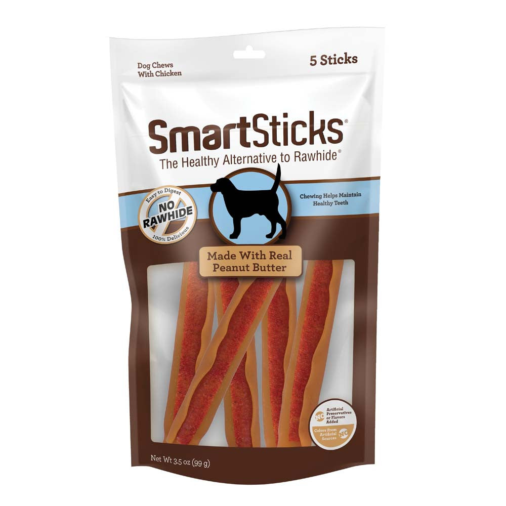 SmartBones SmartSticks Artificial-Free Dog Treat Peanut Butter 3.5 oz 5 ct