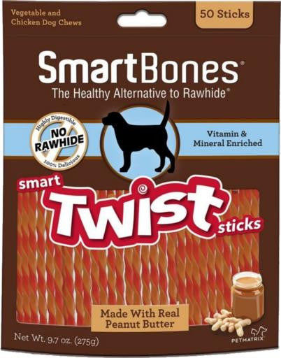 SmartBones Twists Peanut Butter 50 Pk {L+1 } 923152 810833029433