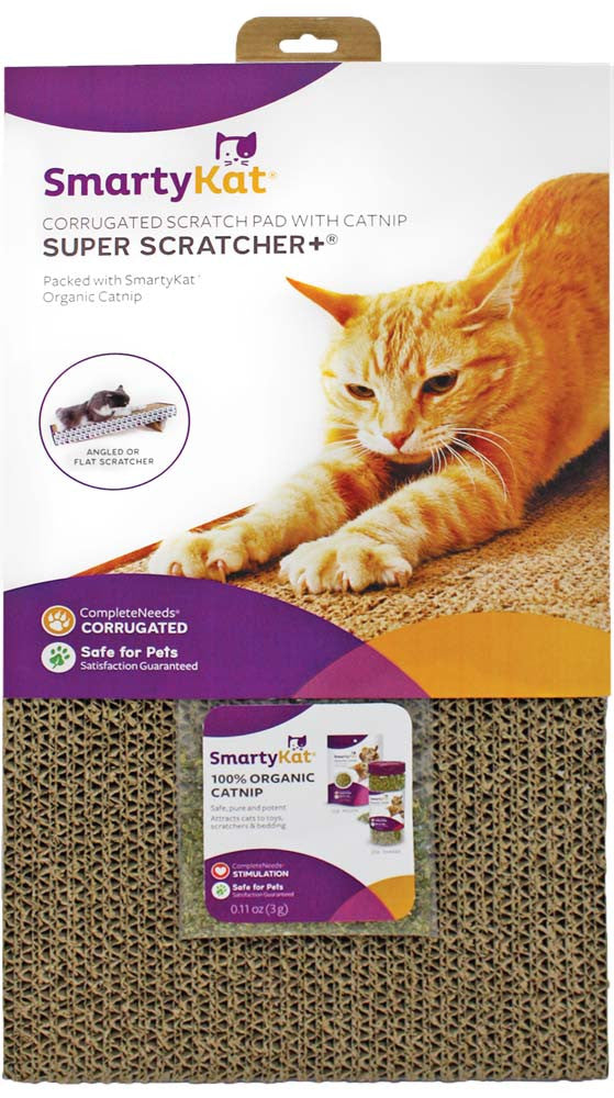 SmartyKat Super Scratcher+ Double Wide Corrugate with Catnip Brown