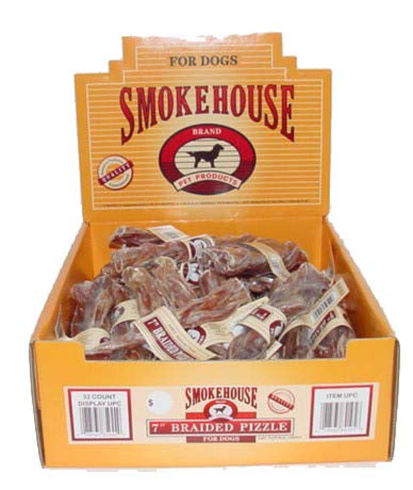 Smokehouse USA Made Braided Pizzle Dog Treats 7 in 32 ct
