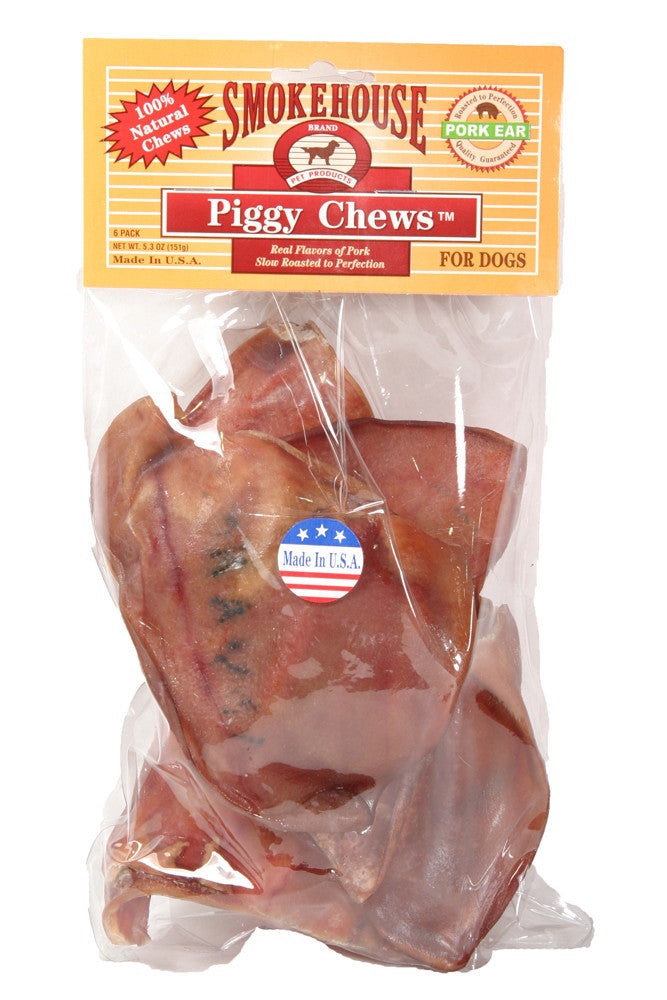 Smokehouse USA Made Natural Pig Ears Dog Chew 6 pk