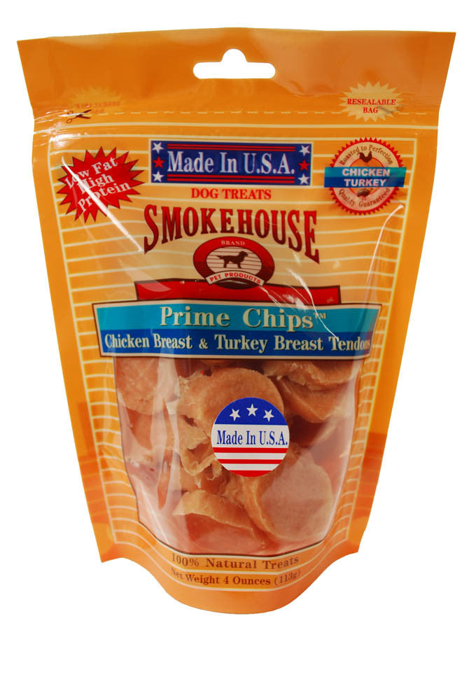 Smokehouse USA Made Prime Chips Dog Treat Chicken & Turkey 4 oz