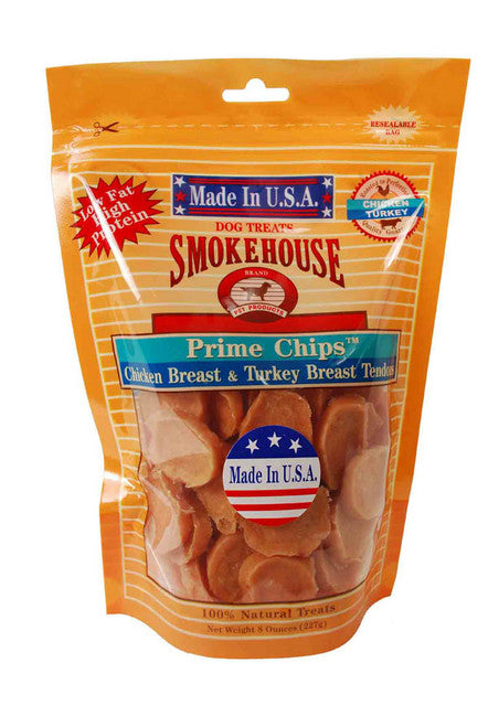Smokehouse USA Made Prime Chips Dog Treat Chicken & Turkey 8 oz