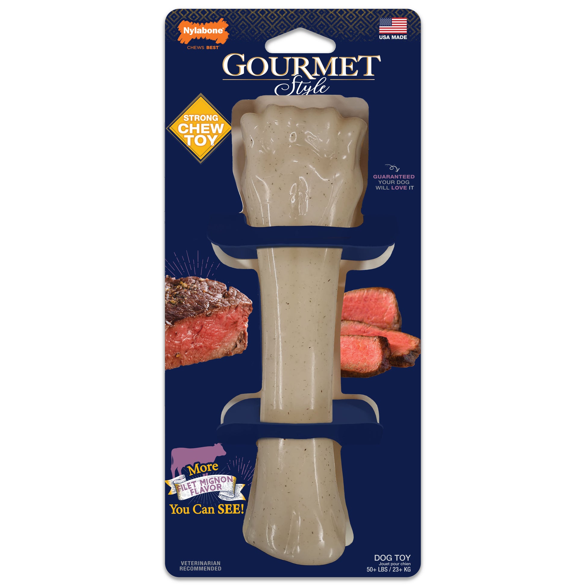 Nylabone Gourmet Style Strong Chew Souper Bone Dog Chew Toy Souper Filet Mignon X-Large/Souper - 50+ Lbs. (1 ct) 018214855767