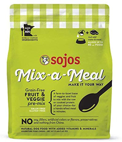 That's why Sojos created their Grain-Free Pre-Mix Freeze-Dried Dog Food. You can create your canine's ideal meal without doing everything from scratch! Just add your dog's favorite meat, poultry or fish and let the fun begin. With this mix-a-meal, its easy to make homemade dinners as unique as your dog. Thanks to Sojos, there's no mess, no guesswork and no end to the possibilities.