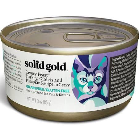 Solid Gold Grain Free Savory Feast Turkey And Giblets Recipe Canned Cat Food - 3 - oz Case Of 24 - {L + 1}