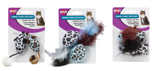 Spot Animal Print Rattle Catnip Toy Assorted 4.5 in 2 Pack - Cat
