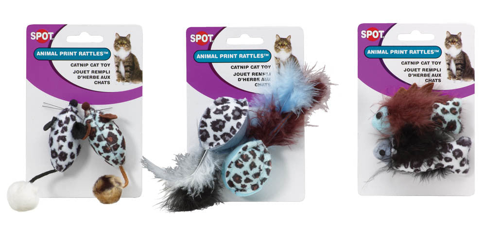 Spot Animal Print Rattle Catnip Toy Assorted 4.5 in 2 Pack