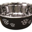 Spot Barcelona Stainless Steel Paw Print Dog Bowl Licorice 32 Ounces
