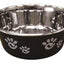 Spot Barcelona Stainless Steel Paw Print Dog Bowl Licorice 32 Ounces