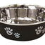 Spot Barcelona Stainless Steel Paw Print Dog Bowl Licorice 64 Ounces
