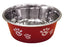 Spot Barcelona Stainless Steel Paw Print Dog Bowl Raspberry 32 Ounces