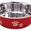 Spot Barcelona Stainless Steel Paw Print Dog Bowl Raspberry 64 Ounces