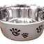 Spot Barcelona Stainless Steel Paw Print Dog Bowl Silver 32 Ounces