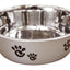 Spot Barcelona Stainless Steel Paw Print Dog Bowl Silver 64 Ounces