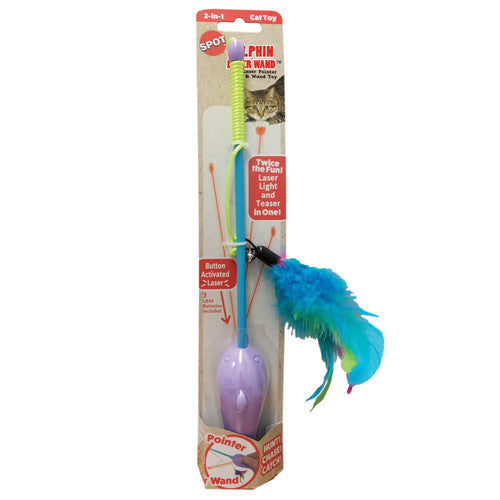 Spot Dolphin Teaser Wand & Laser Cat Toy Assorted 12