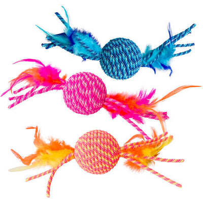 Spot Elasteeez Ball & Feathers Cat Toy Assorted