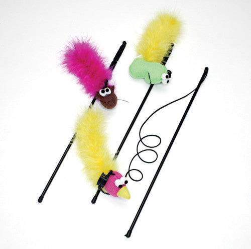 Spot Feather Boa Teaser Wand with Catnip Assorted 12 in - Cat