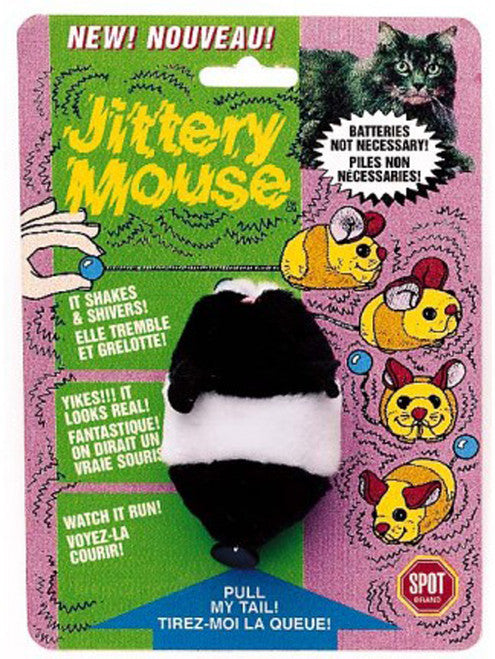 Spot Jittery Mouse Plush Cat Toy Gray White 3