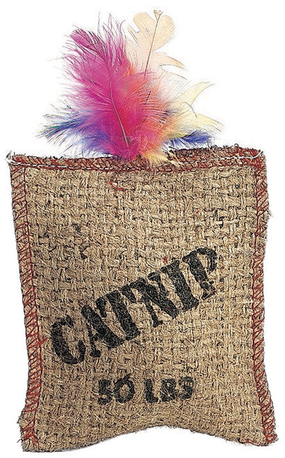 Spot Jute & Feather Sack Cat Toy with Catnip Brown 7
