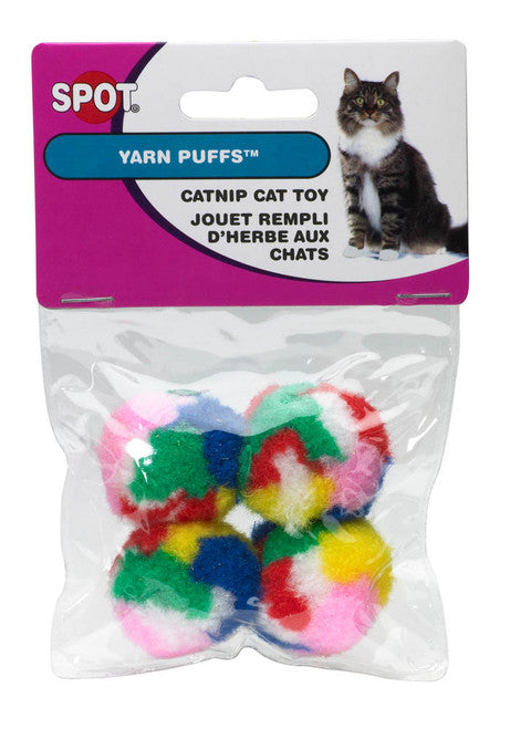Spot Kitty Yarn Puffs Catnip Toy Assorted 1.5in 4pk SM - Cat
