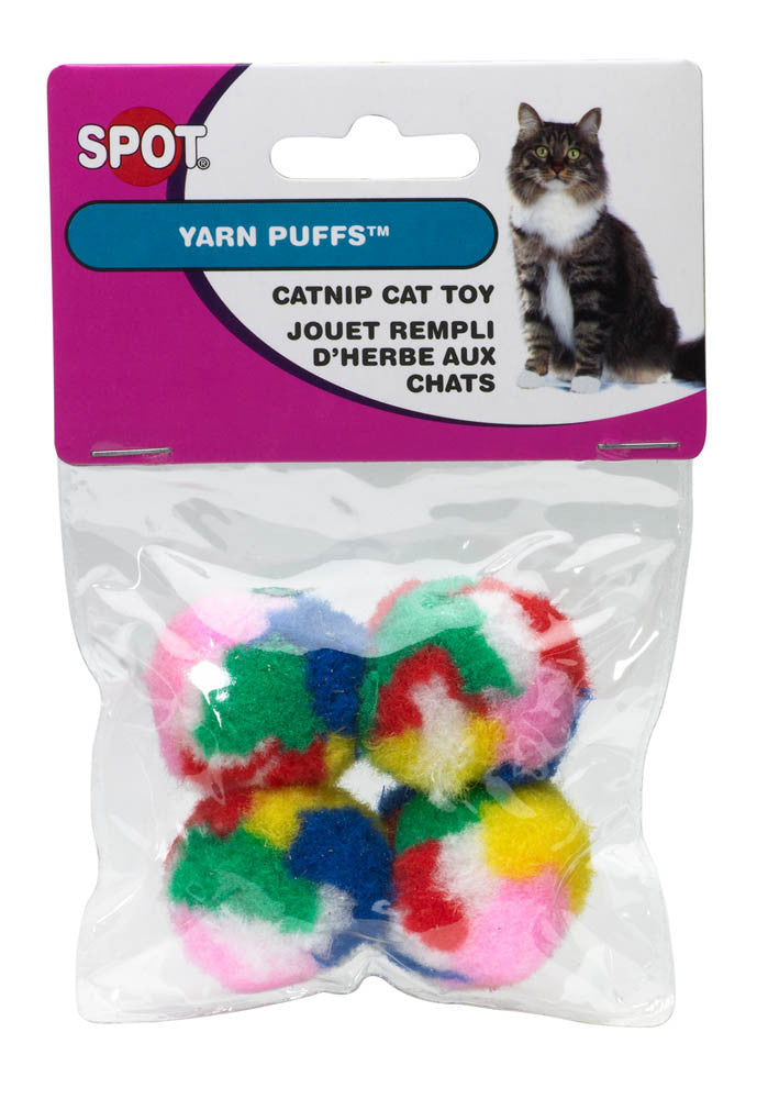 Spot Kitty Yarn Puffs Catnip Toy Assorted 1.5in 4pk SM