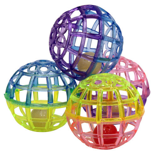 Spot Lattice Ball with Bell Cat Toy Multi - Color 4 Pack